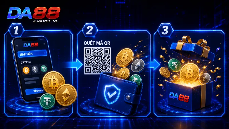 Hướng dẫn 3 bước nạp tiền Crypto nhận thưởng nhanh tại DA88