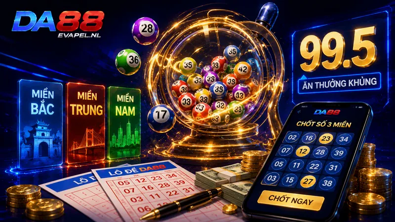 Lô đề DA88 chốt số ba miền, siêu tốc ăn thưởng khủng 99.5