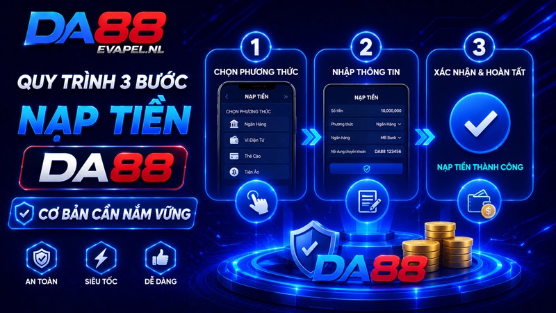 Quy trình 3 bước nạp tiền DA88 cơ bản cần nắm vững