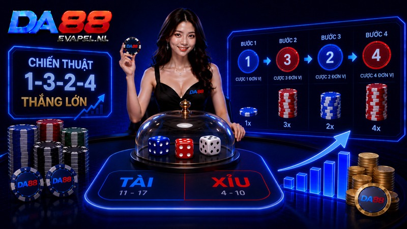 Tài xỉu DA88 bí kíp áp dụng chiến thuật 1-3-2-4 thắng lớn