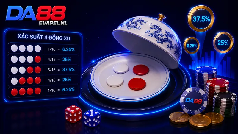 Tính xác suất của 4 đồng xu khi chơi Xóc Đĩa DA88