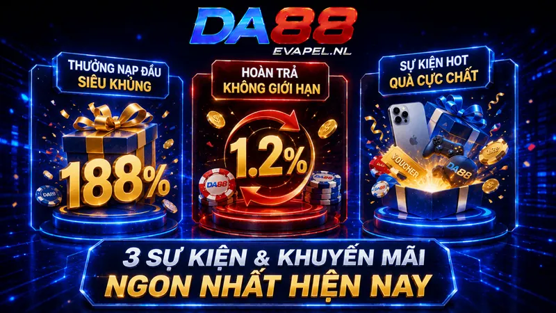 Điểm danh 3 sự kiện và khuyến mãi DA88 ngon nhất hiện nay